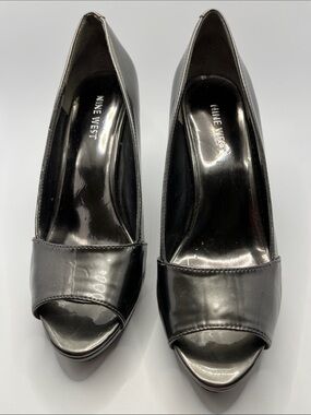 Nine West Black Patent Peep Toe Heels